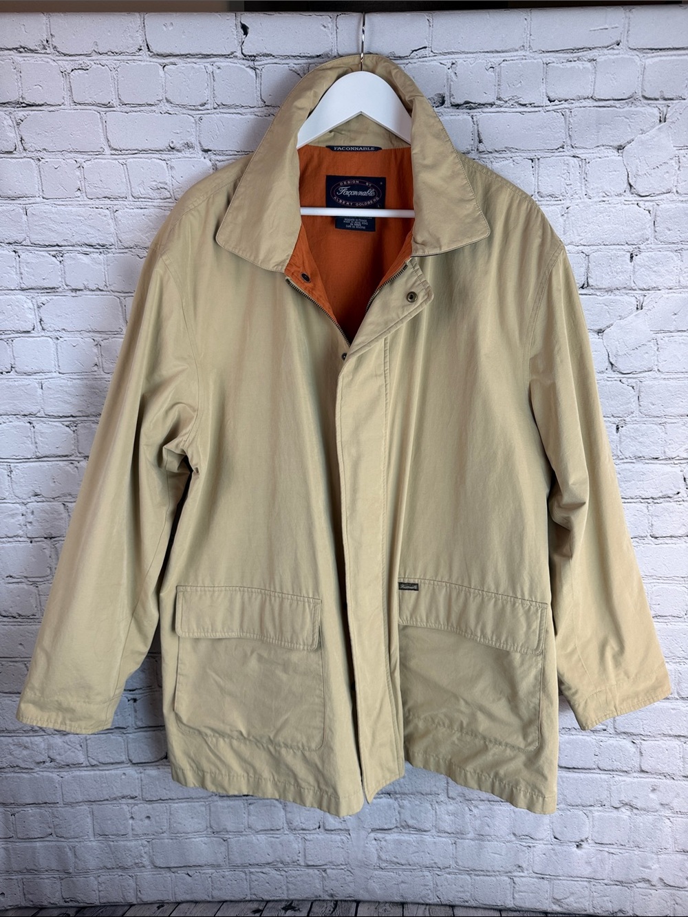 FAÇONNABLE Cream Khaki Jacket Water Resistant French Classic Quiet Luxury